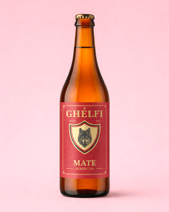 Bottiglia di kombucha Ghelfi Mate da 75 cl