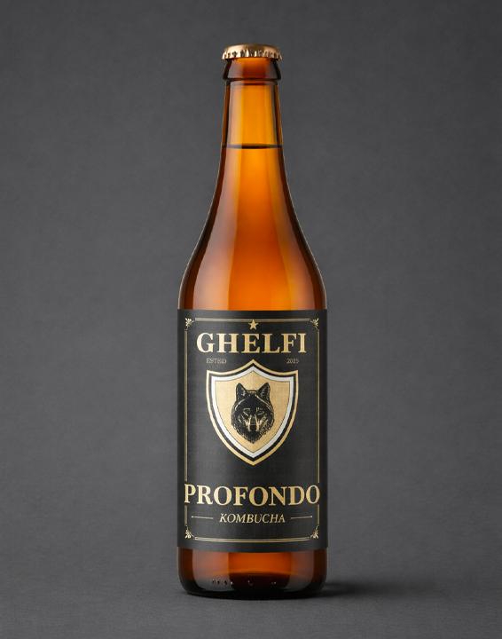 Bottiglia di kombucha Ghelfi Profondo da 75 cl